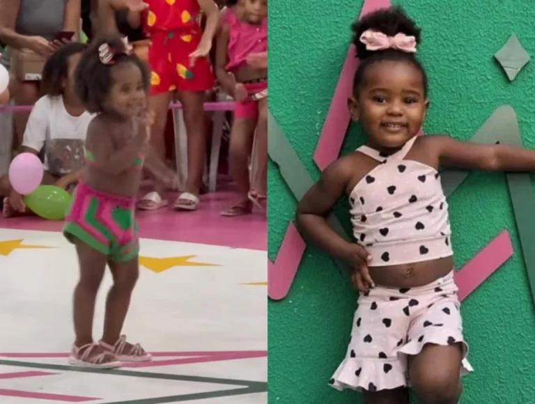 Bombom, “passista baby” que viralizou nas redes é coroada pela escola mirim da Mangueira