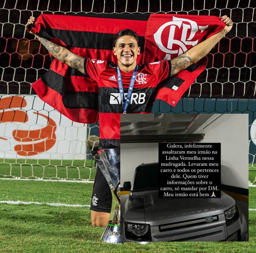 Pedro, do Flamengo, tem carro roubado no Rio de Janeiro