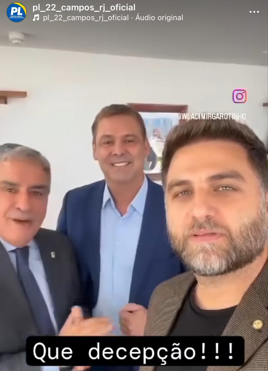 Perfil do PL de Campos dispara contra aproximação de Wladimir com petistas