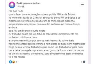 Perfil anônimo diz que teve 25 gramas de maconha roubados por policiais e viraliza na web: “Trabalho muito para roubarem minha maconha”