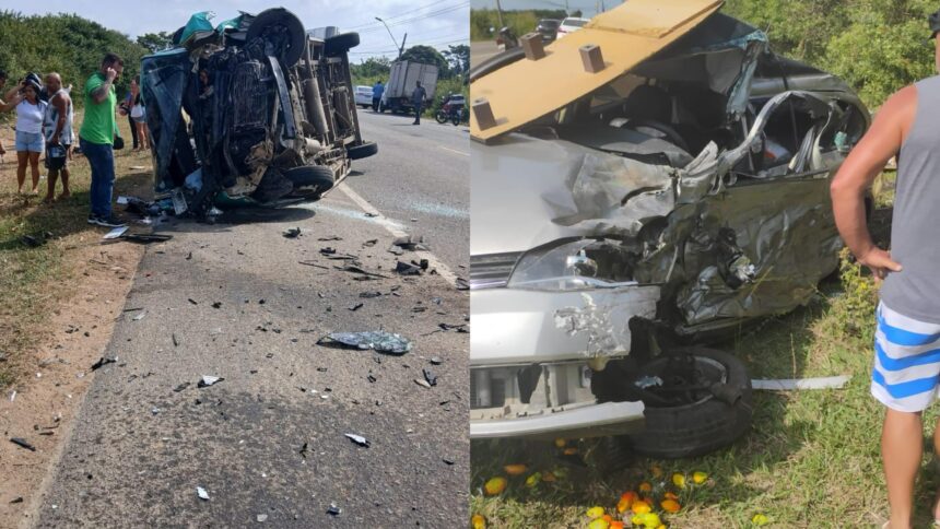 Dez pessoas ficam feridas após van de passageiros capotar na rodovia Campos-Farol