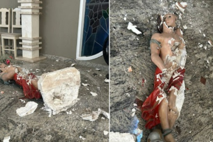 Homem entra em igreja e destrói imagem sacra de São Sebastião
