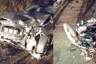 Homem morre em grave acidente entre carro e moto 