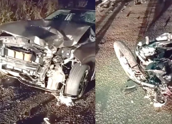Homem morre em grave acidente entre carro e moto 