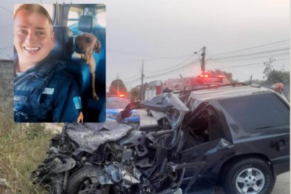 Vídeo mostra o momento exato em que o carro em que estava o policial militar Caio César colidiu de frente com um ônibus que seguia para Campos