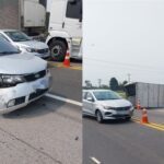 Motorista de caminhão fica ferido após acidente entre quatro veículos na BR-101