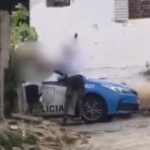 Viatura depredada, policiais cercados e homem preso durante confusão em São Fidélis