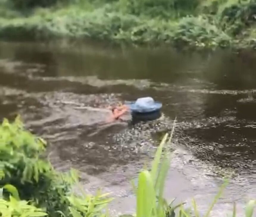 Sem passarela há mais de um ano, moradores da região do Imbé, em Campos, voltam a sofrer com a chuva e ficam ilhados