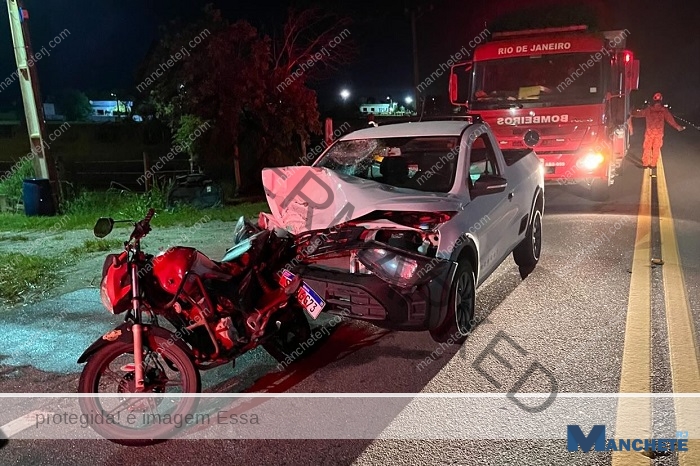 Acidente entre carro e moto na BR-356, em São João da Barra, deixa dois feridos
