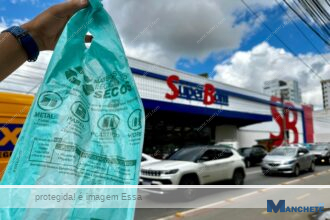 Mesmo com faturamento bilionário, Super Bom continua cobrando sacolas plásticas em unidades do interior do Estado