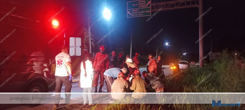 Integrante de moto clube fica ferido após acidente na BR-356, em Campos