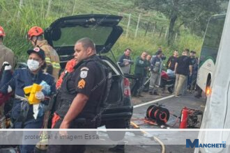 Acidente entre ônibus e carro na RJ-116, em Itaperuna, deixa jovem morta