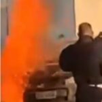 Carro pega fogo em avenida movimentada de Campos