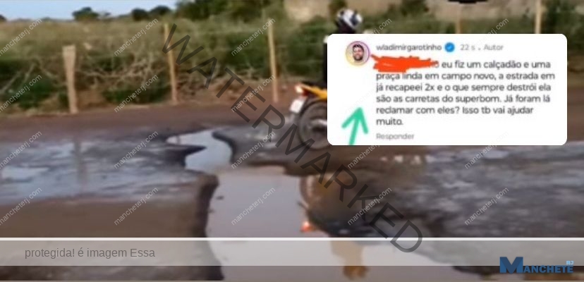 Wladimir Garotinho culpa carretas do SuperBom por crateras em estrada de Campos