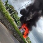 Ambulância que pegou fogo em Campos estava com paciente, mas não houve feridos