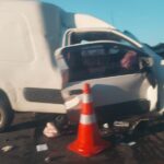 Acidente envolvendo caminhão e van na BR-101, em Macaé, deixa homem em estado grave