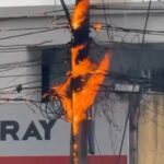 Rede elétrica pega fogo no Centro de Campos e gera vários transtornos