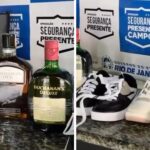 Mulher com dez antecedentes criminais é presa após furtar whiskies do Super Bom e pares de tênis da loja Marisa em Campos