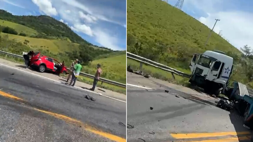 Grave acidente na BR-101 deixa dois mortos e interdita rodovia