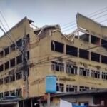 Edifício em Campos apresenta desmoronamento parcial e famílias vizinhas são notificadas pela Defesa Civil 