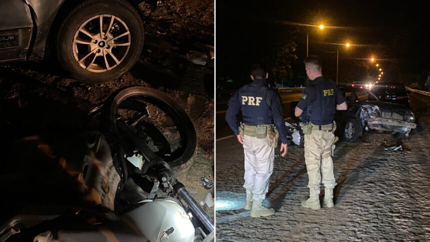 Motociclista fica ferido após acidente com carro na BR-101 em Campos