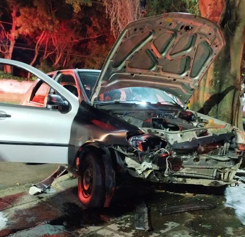 Motorista fica ferida após colidir com árvore em Campos