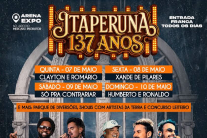 Festa de Maio em Itaperuna começa nesta quinta com diversas atrações nacionais