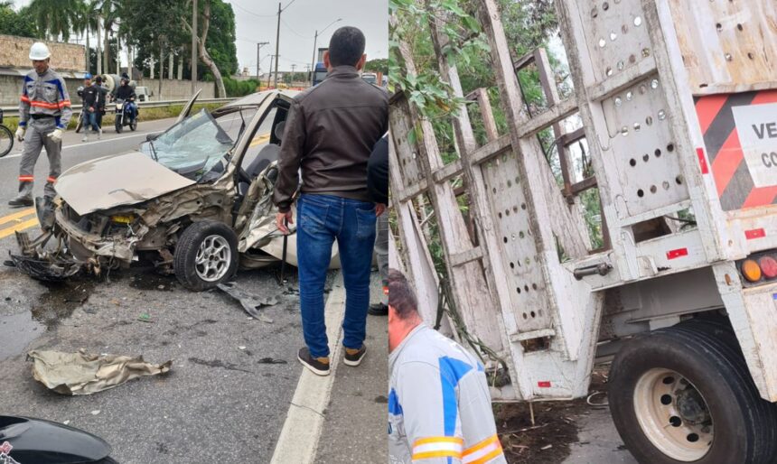 Grave acidente envolvendo carreta e carro é registrado em Campos Grave acidente envolvendo carreta e carro é registrado em Campos