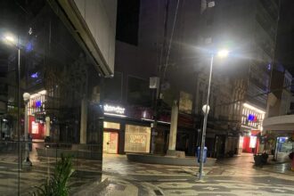 Motorista sem CNH ‘invade’ calçadão do Centro de Campos e derruba vaso de plantas