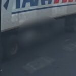 Imagens mostram exato momento em que idoso morre atropelado por carreta em Itaperuna