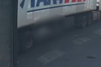Imagens mostram exato momento em que idoso morre atropelado por carreta em Itaperuna