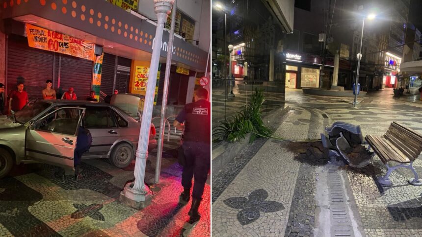 Motorista sem CNH ‘invade’ calçadão do Centro de Campos e derruba vaso de plantas Motorista sem CNH ‘invade’ calçadão do Centro de Campos e derruba vaso de plantas