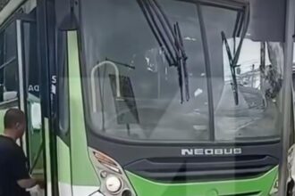 Vídeo: Ônibus perde o freio e colide com ciclovia em Campos
