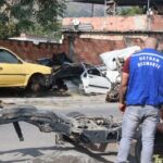 Agentes da Operação Desmonte encontram três motores furtados e um com numeração raspada em ferro-velho de Nova Iguaçu