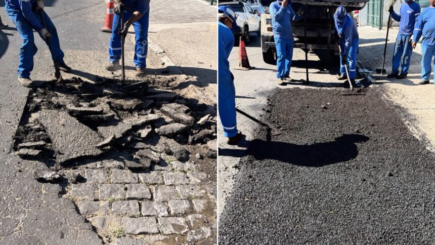 Operação Tapa Buracos se estende e chega ao Parque Leopoldina em Campos Operação Tapa Buracos se estende e chega ao Parque Leopoldina em Campos