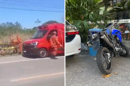 Motociclista atira contra caminhoneiro após confusão no trânsito e se acidenta na BR-356 em Campos