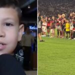 Menino que mandou recado ao pai que não conheceu entra em campo com o Flamengo