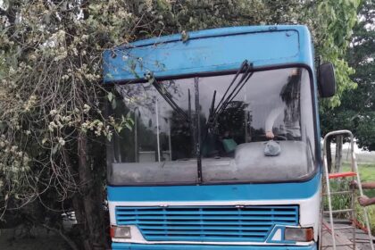 Passageiros deixam ônibus pela janela após veículo ficar com roda para fora de ponte de madeira